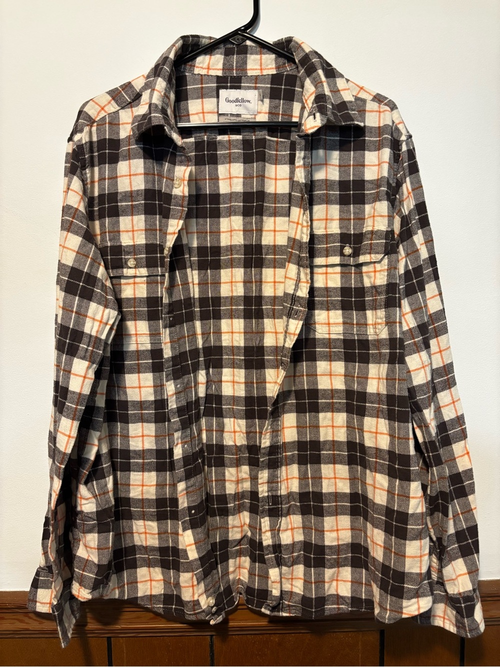 Goodfellow & Co Brown, Cream & Orange Plaid Button-Up Shirt